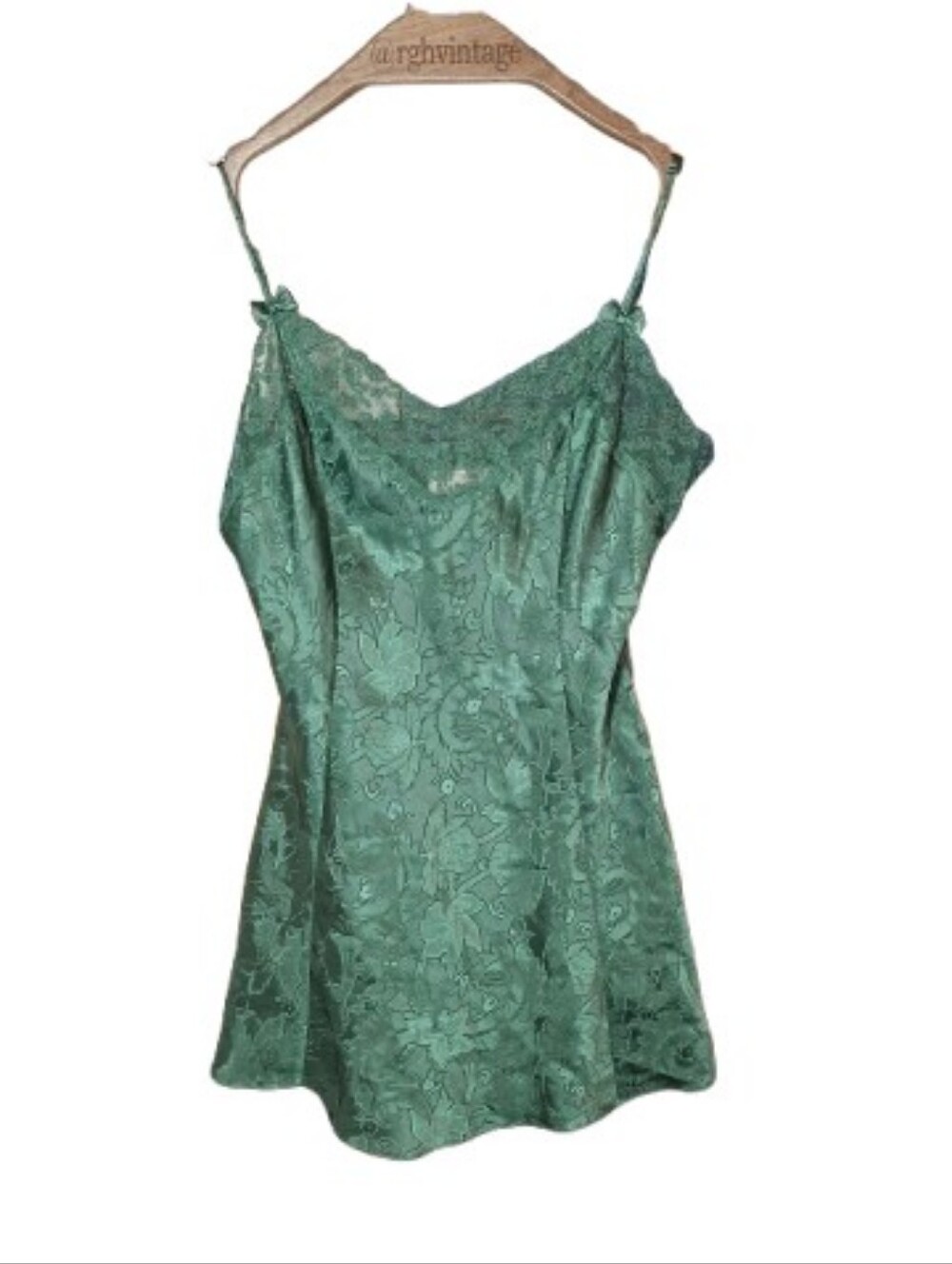 Victoria's Secret Gold Label Slip Forest Green Brocade M
